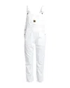 Washington Dee Cee Solid Color Denim Jumpsuit With Logoed Buttons In White