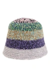 Waste Yarn Project Fanta 3 One Of A Kind Crochet Bucket Hat In Purple Multi Stripe