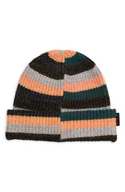 Waste Yarn Project Kaja Stripe One Of A Kind Beanie In Green Multi