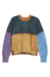Waste Yarn Project Laerke Brushed Colorblock One Of A Kind Crewneck Sweater In Multi