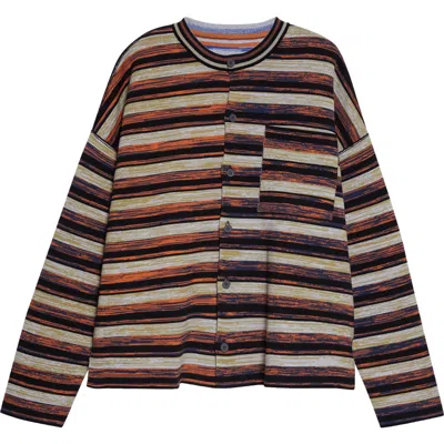 Waste Yarn Project Matt Space Dyed Stripe One Of A Kind Shirt Jacket In Brown