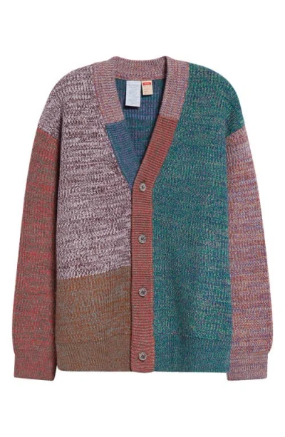 Waste Yarn Project Patti Metallic Colorblock One Of A Kind Cardigan In Multi