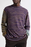 Waste Yarn Project Tania Colorblock Crewneck Sweater In Burgundy Multi