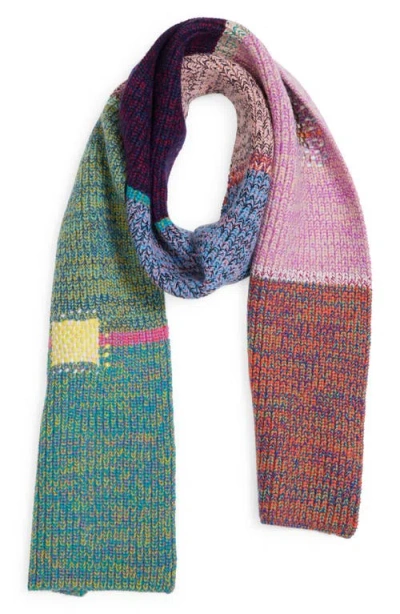 Waste Yarn Project X Celia Pym Embroidered Colorblock One Of Kind Scarf In Pink Multi