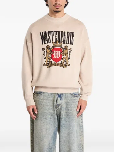 Wasted Crest Crew-neck Sweater In Neutral