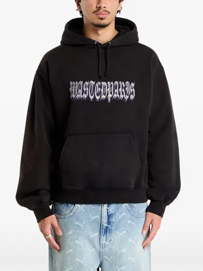 Wasted Paris M Run Graphic-print Logo Hoodie In Black