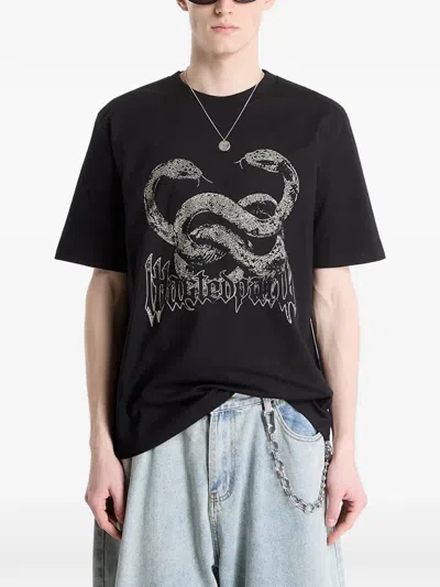 Wasted Snake-print T-shirt In Black
