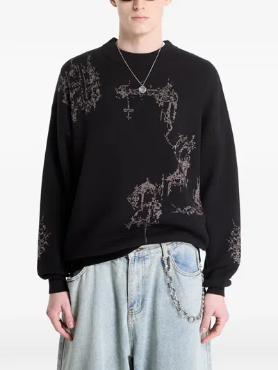 Wasted Stronghold Graphic-knit Sweater In Black