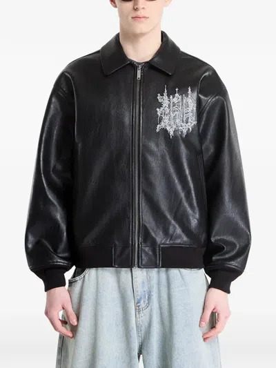 Wasted Stronghold Varsity Bomber Jacket In Black