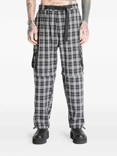 Wasted Tartan-check Convertible Cargo Pants In Gray