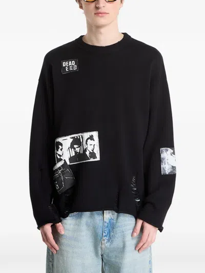 Wasted Taunt Ripped Sweater In Black