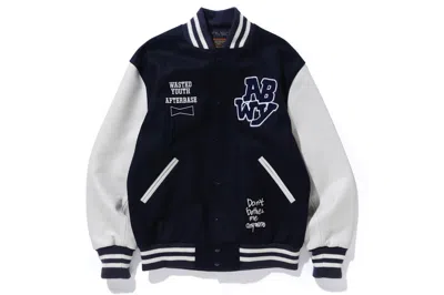 Pre-owned Wasted Youth X Afterbase Varsity Jacket Black