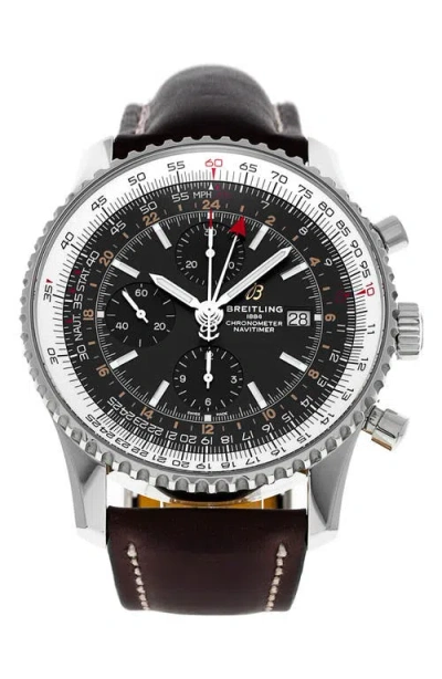 Watchfinder & Co. Breitling  Navitimer Leather Strap Gmt 46 Chronograph Watch, 46mm In Black