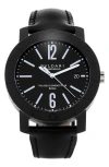 Shop Watchfinder & Co. Bvlgari  Bvlgari Leather Strap Watch, 40mm In Black