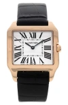 Watchfinder & Co. Cartier  2022 Santos Dumont Leather Strap Watch, 30.3mm In Black