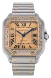 Watchfinder & Co. Cartier  2023 Santos De Cartier Diamond Bezel Bracelet Watch, 35.1mm