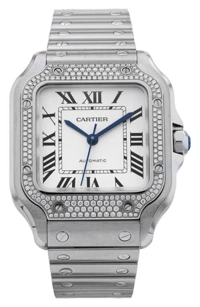 Watchfinder & Co. Cartier  Santos De Cartier Diamond Automatic Bracelet Watch , 35.1mmage Group Adultchannel B In Silver