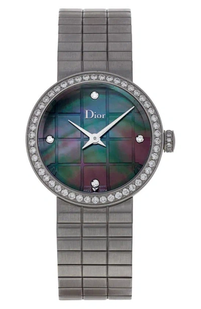 Watchfinder & Co. Christian Dior  La D De Dior Diamond Bracelet Watch, 25mm In Charcoal Grey