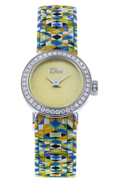 Watchfinder & Co. Christian Dior  La D De Dior Fabric Strap Watch, 19mm In Yellow