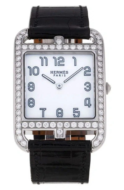 Watchfinder & Co. Hermès  Cape Cod Leather Strap Watch, 29mm In White