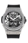 WATCHFINDER & CO. HUBLOT PREOWNED 2013 CLASSIC FUSION SKELETON RUBBER STRAP WATCH, 45MM