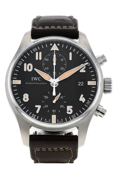 Watchfinder & Co. Iwc  2015 Pilot's Chronograph Iw387808 Automatic Leather Strap Watch, 43mm In Black