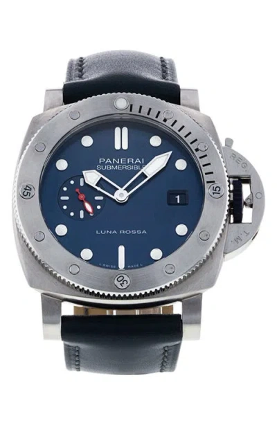 Watchfinder & Co. Panerai  Submersible Quarantaquattro Leather Strap Watch, 44mm In Blue