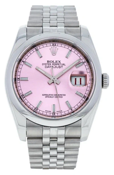 Watchfinder & Co. Rolex  2014 Datejust 16200 Bracelet Watch, 36mm In Silver/ Pink
