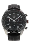 Watchfinder & Co. Tag Heuer  2021 Porsche X Carrera Chronograph Leather Strap Watch, 44mm In Black