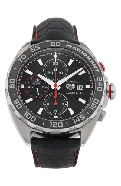 Watchfinder & Co. Tag Heuer  2022 Formula 1 Limited Edition Automatic Leather Strap Chronogr In Black