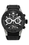 Watchfinder & Co. Tag Heuer  Carrera Chronograph Rubber Strap Watch, 45mm In Black