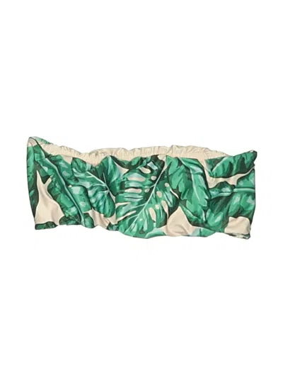 Pre-owned Watercolors By Kenny Flowers Swimsuit Top Green Tropical Pattern Swimwear