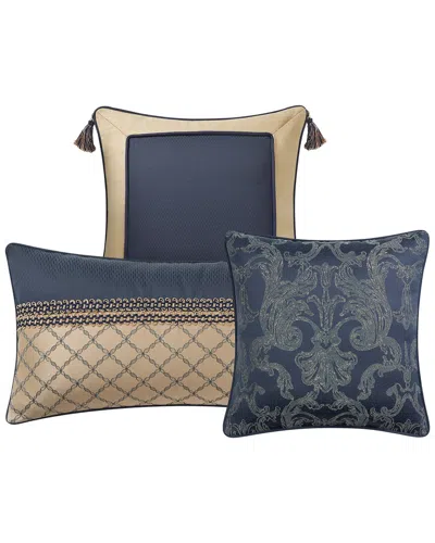 Waterford Brennigan Set Of 3 Decorative Pillows In Navy