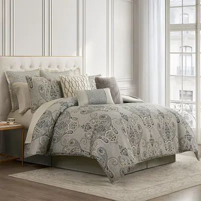 Waterford Brosna 4 Piece Comforter Set, Queen In Gray