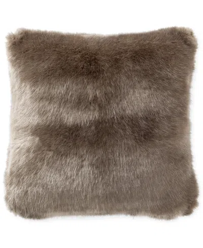 Waterford Carrick 16" Square Faux-fur Decorative Pillow In Brown