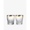 Waterford Celebrations Gilded Gold Crystal Glass Tumblers Set Of Two In Transparent