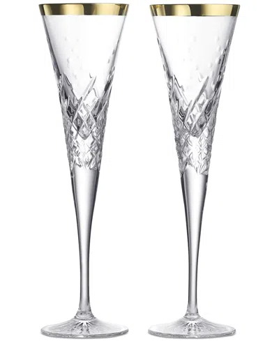 Waterford Celebrations Gold 4.5-oz. Toasting Flute, Set Of 2 In Transparent