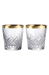 Waterford Celebrations Gilded Gold Crystal Glass Tumblers Set Of Two In Transparent
