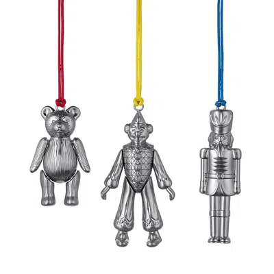 Waterford Christmas Clown, Teddy, And Nutcracker Toy Ornaments In Silver