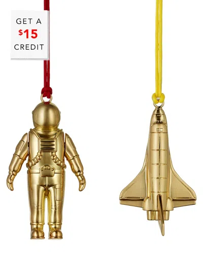 Waterford Christmas Spaceman & Rocket Golden Ornament With $15 Credit