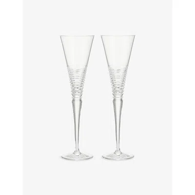 Waterford Circon Set Of Two Crystal Flutes In Transparent