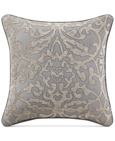 Waterford Closeout!  Carrick Reversible 18" Square Damask Decorative Pillow In Blue
