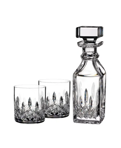 WATERFORD CONNOISSEUR LISMORE MINI SQUARE DECANTER & PAIR OF TUMBLERS, 16FLOZ