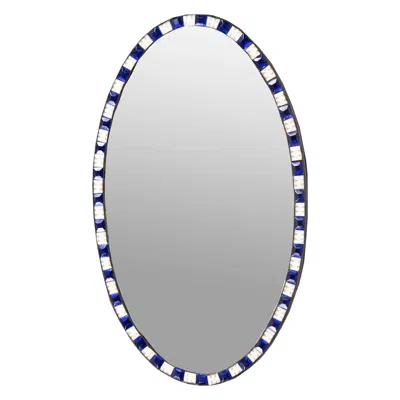 Pre-owned Waterford Crystal 19th Century Irish Waterford Mirror With Blue & Clear Glass Studs