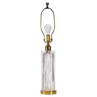 Pre-owned Waterford Crystal Art Deco  Herringbone Pattern Table Lamp 1950s In Sand