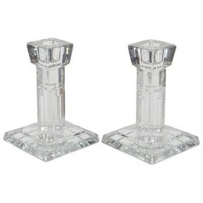 Pre-owned Waterford Crystal Candle Holders - A Pair In Gray