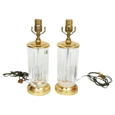 Pre-owned Waterford Crystal Carina  Table Lamps, A Pair In Sand