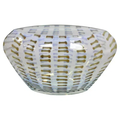 Pre-owned Waterford Crystal Evolution By Waterford Opal & Amber 18" Crystal Glass Centerpiece Bowl In Box In Brown