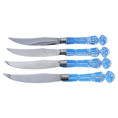 Pre-owned Waterford Crystal Handle Flatware Set Of 4 Steak Knives In Silver
