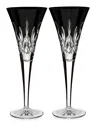 Waterford Crystal Lismore Black Flute Glasses, Set Of 2 In Brown